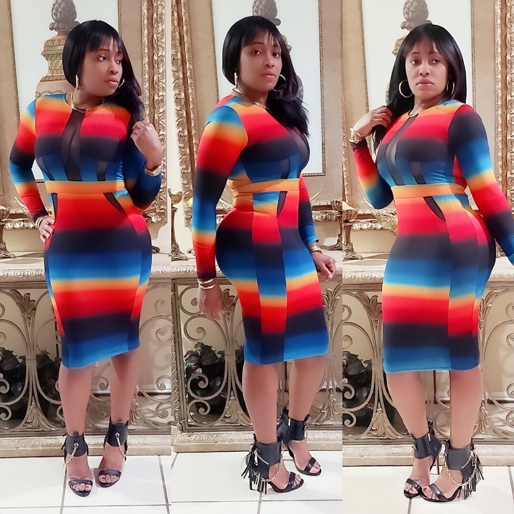 Rainbow Rib Knit Dress